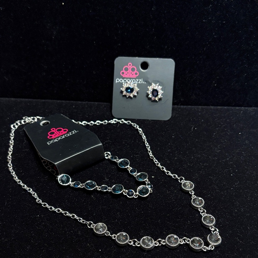 Paparazzi Silver Necklace with Blue Accents